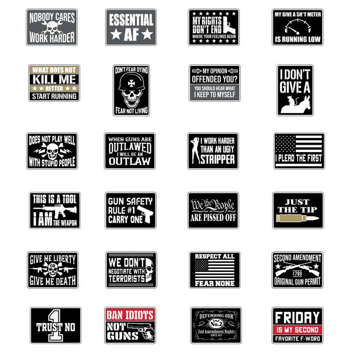 Novelty Closeout - Wholesale Lapel Pin/Button - Tac Gear Patriot Theme Enamel Pin Assortment- 24/Pack
