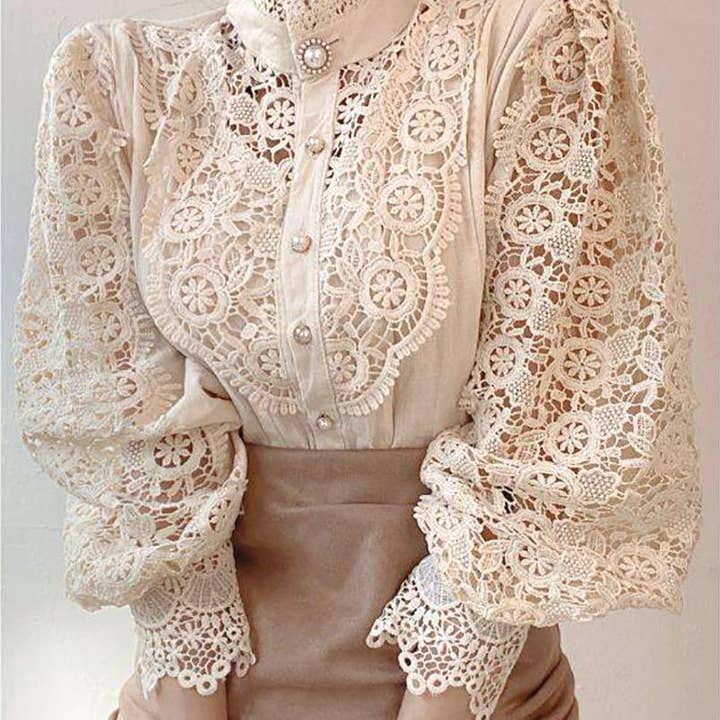 Rosa Clothing - Wholesale Blouse - Women's - Elegant bohemian long-sleeves blouse lace shirt17