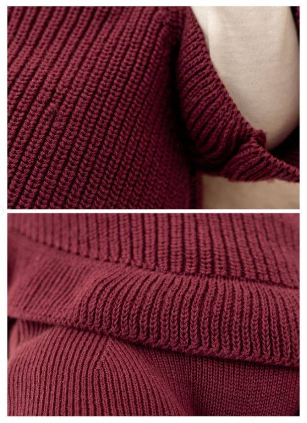 Nipperland - Wholesale Clothing Set - Baby - 3-Pc Knit Baby Girl Set (Sweater + Bodysuit + Pant) Burgundy1