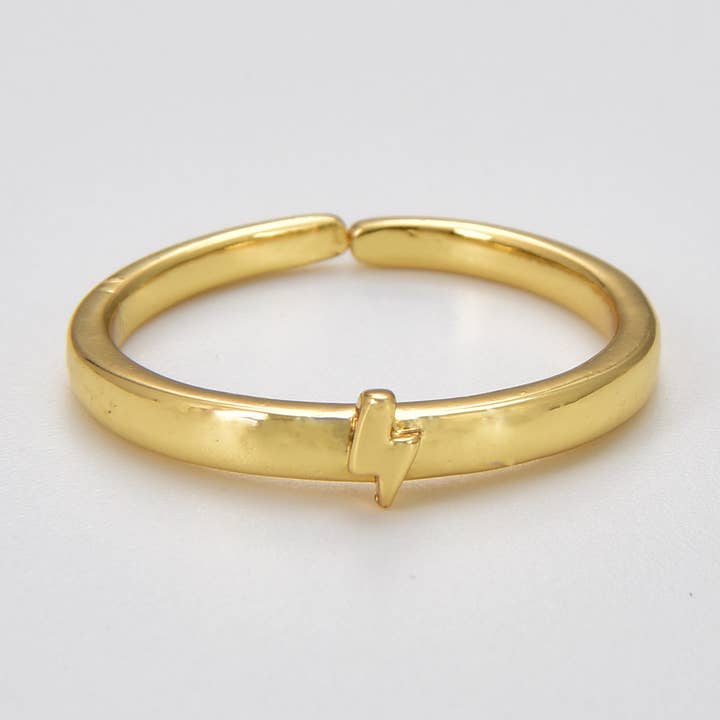 Lightning Bolt Ring, Open Adjustable Minimalist Ring, RG157 for wholesale by Beads Creation