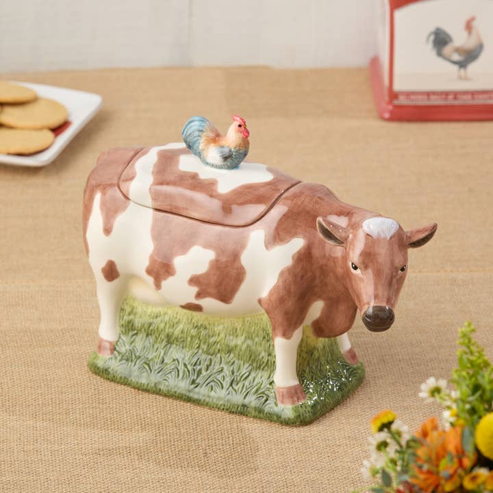 Certified International - Wholesale Cookie Jar - Vintage Farm 3-D Cow Cookie Jar