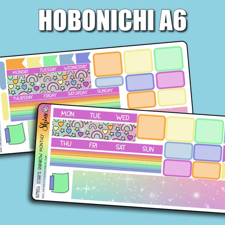 Undated Star's Rainbow Monthly Kit - Hobonichi A6 for wholesale by Shine Sticker Studio