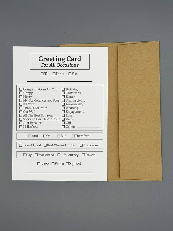 Wenskaart voor alle gelegenheden - Grappige alledaagse kaart voor wholesale door The Red Swan Shop