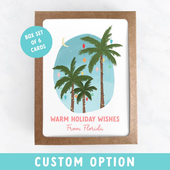 Warm Wishes From (Custom) Christmas Card Set - Box Set of 6 for wholesale by 25 Sweetpeas