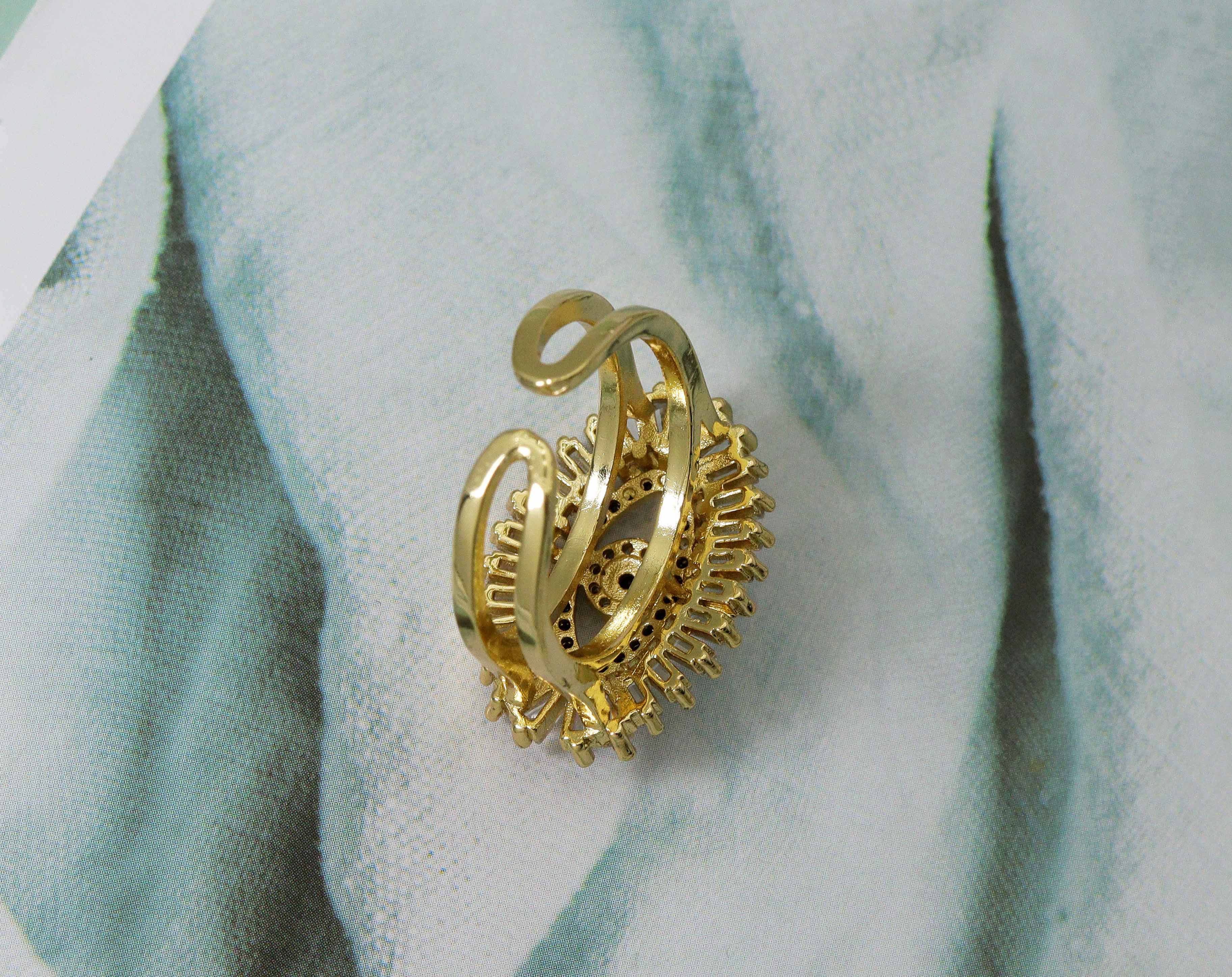 BestBeads&Beyond - Vente Bague de cocktail/de cérémonie - Bague CZ Pave Evil Eye, Sku #B1521