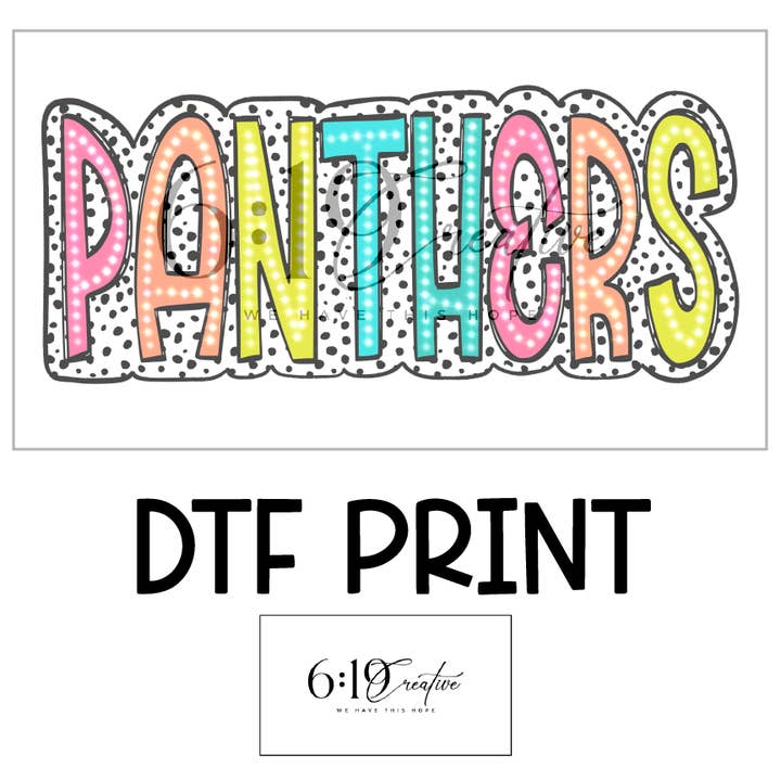 DTF-print met mascotte van de Panthers voor wholesale door 6:19 Creative