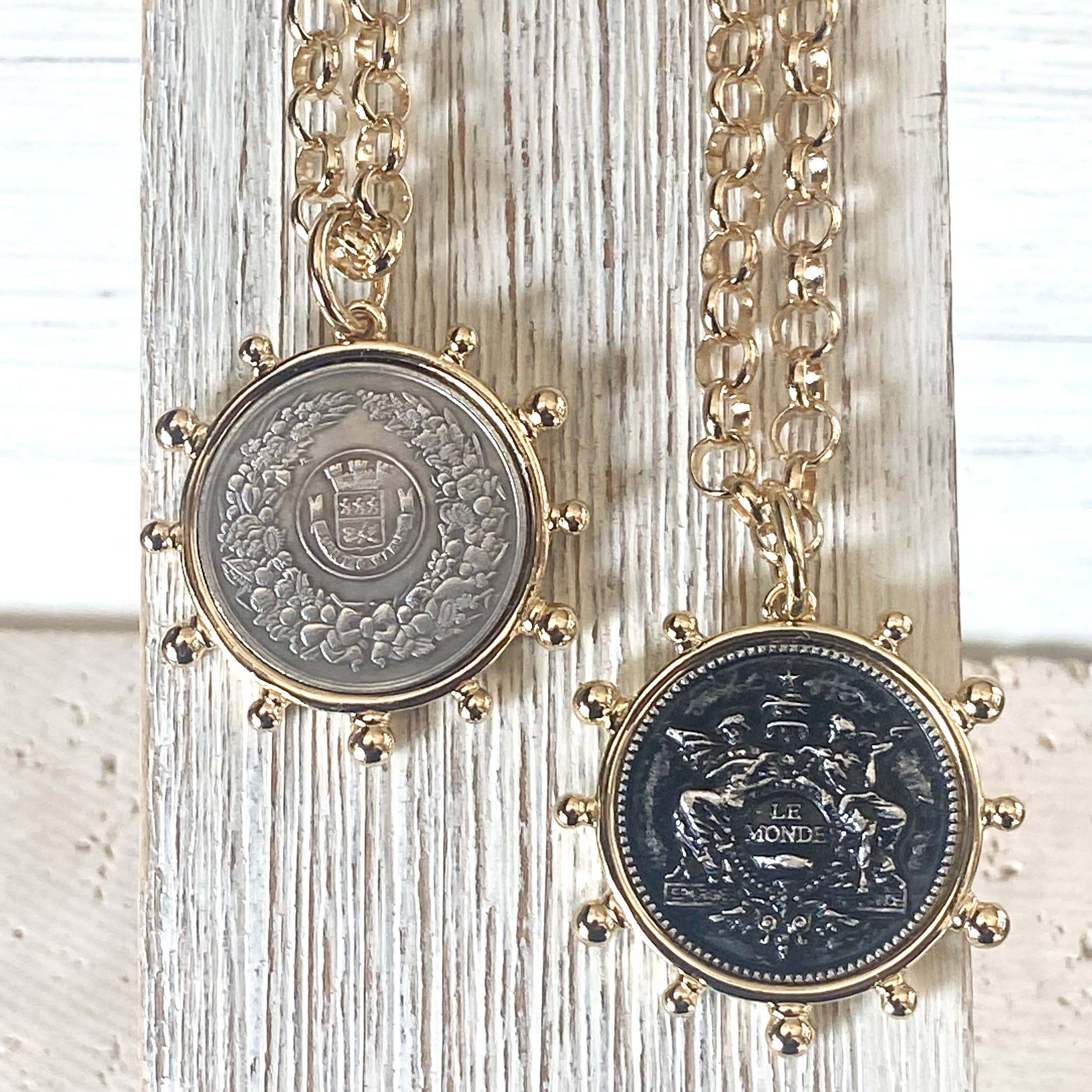 VB&CO Designs Handmade Jewelry - Wholesale Pendant/Charm Necklace - Simple French coin necklace rolo chain3