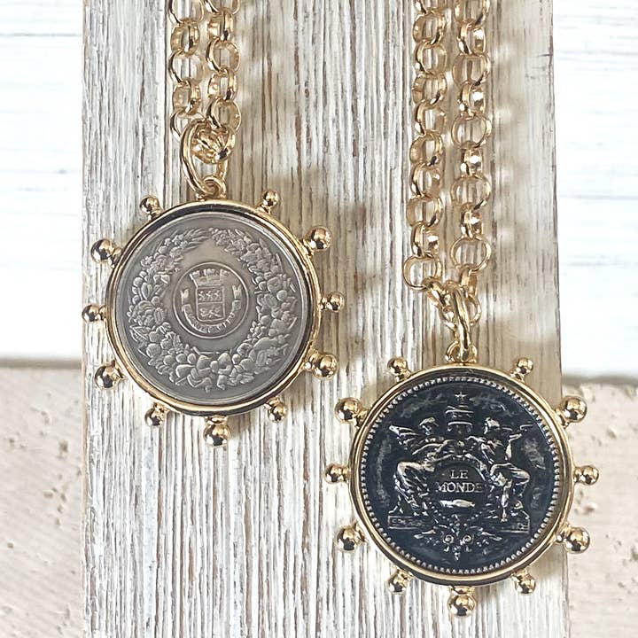 VB&CO Designs Handmade Jewelry - Wholesale Pendant/Charm Necklace - Simple French coin necklace rolo chain3