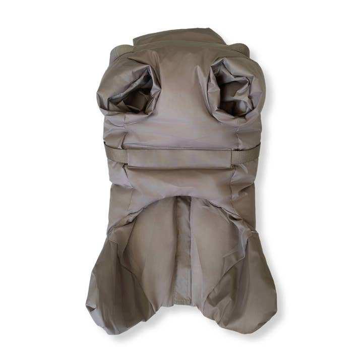 Puppy Bohème – Engroshandel Overtræk - Hund – Vinterfrakke med sele - Støvet Mocha med korte ærmer1