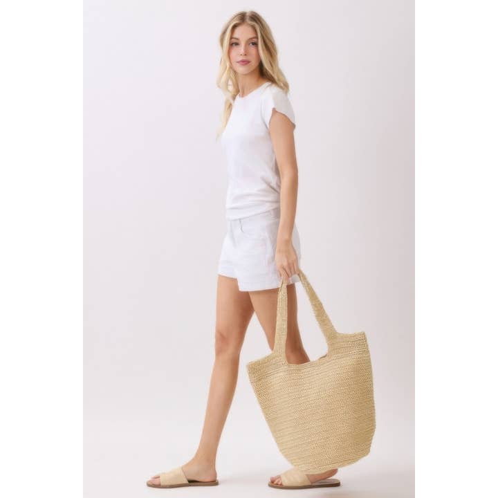 CC Wholesale Clothing - Wholesale Tote Bag - Women's - Round Bottom Handmade Strap Woven Straw Tote Bag3