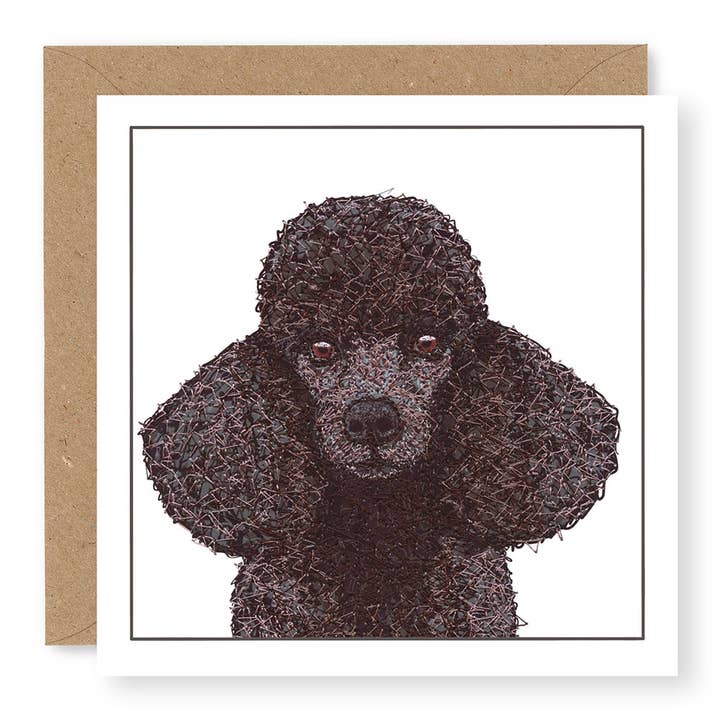 Whiskers Headsup - Noodle the Black Poodle for wholesale by Jane Buurman Handmade (Greetings Cards)