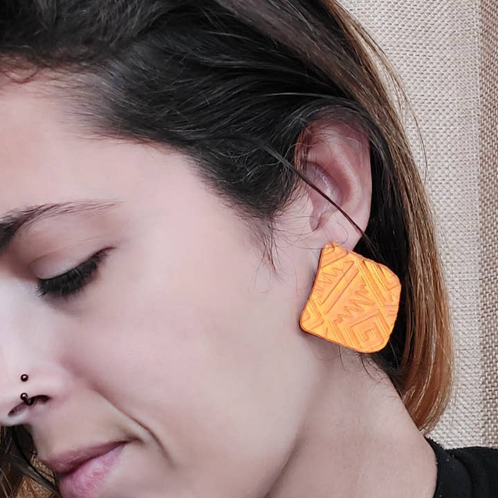 Oyá Espaço Criativo - Vente Boucles d'oreilles pendantes - Boucle d'oreille tribale Oranje2