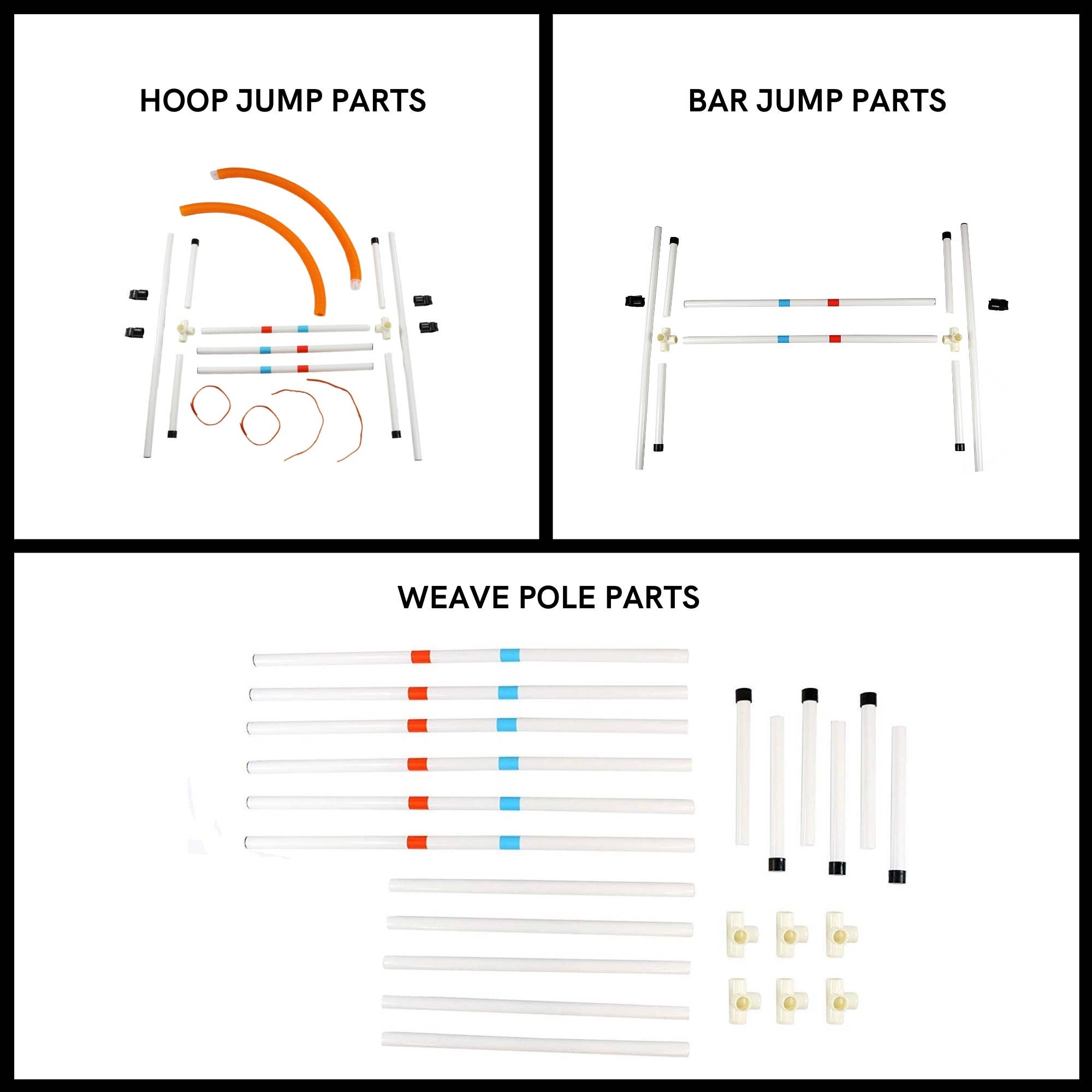 Midlee Designs - Wholesale Pet Toy - Dog - Midlee Dog Agility Beginner Sets- Hoop, Poles, & Bar Jump11