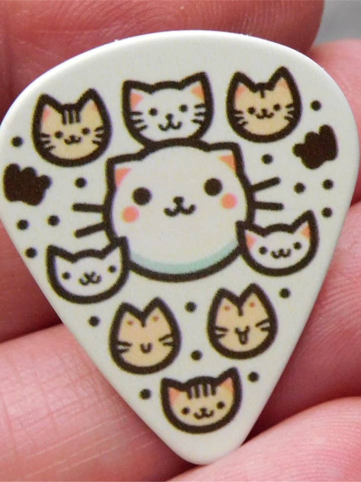 Kitty Faces and Paws Guitar Pick Pin or Tie Tack for wholesale by Simply Raevyn