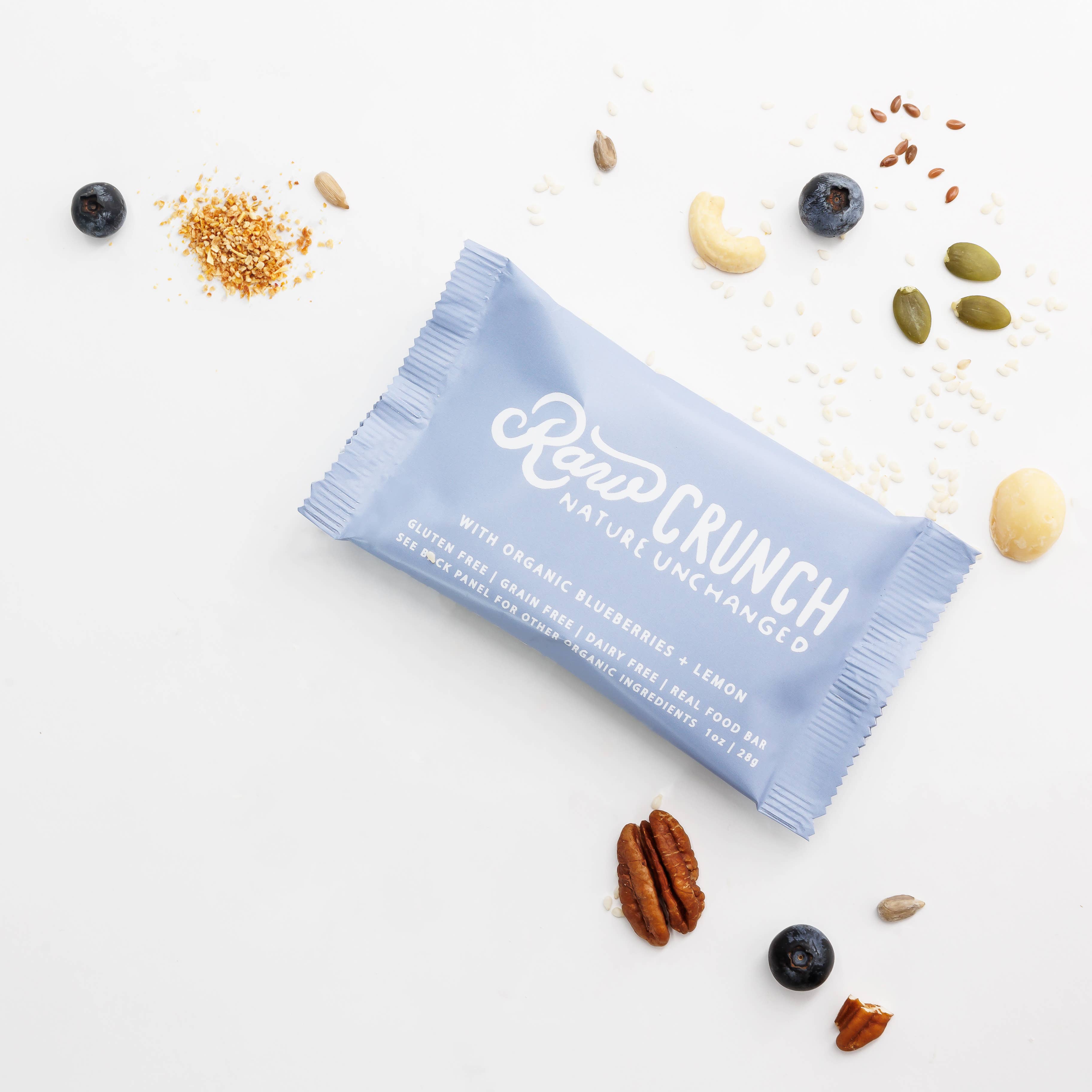 Raw Crunch® - Vente Barres de céréales - Raw Crunch® - Barres biologiques myrtille citron - boîte de 121