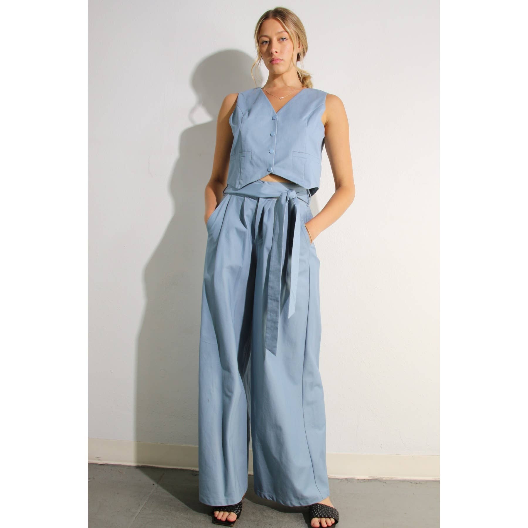 BLUE HAZE COTTON VEST AND PANTS SET for wholesale on Faire18
