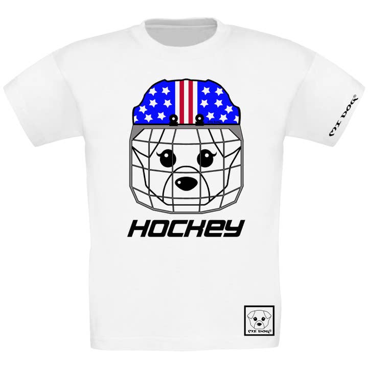 Casque de hockey sur glace inspiré du drapeau des États-Unis pour garçons de Mi Dog pour la vente par MI DOG