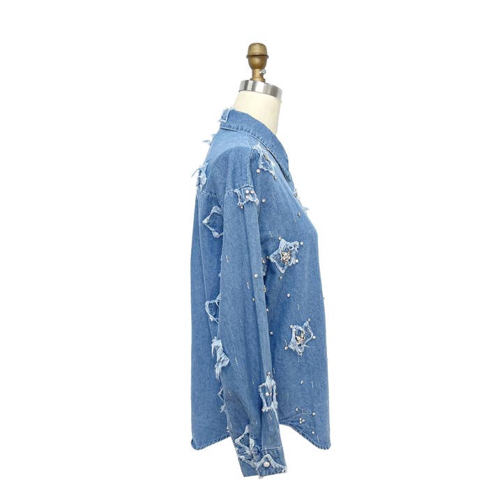 XHHH Inc - Wholesale Shirt - Women's - Rhinestones Denim Shirts