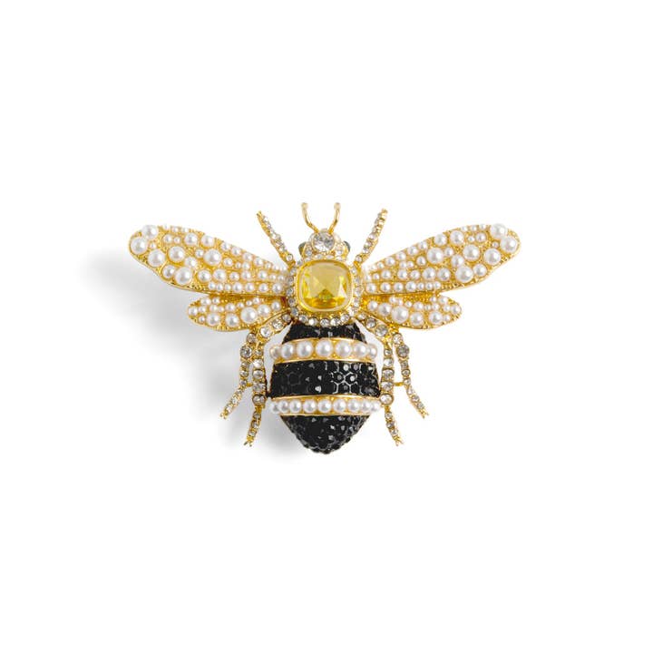 Bejewelled Pearl Bee Brooch for wholesale by Bill Skinner