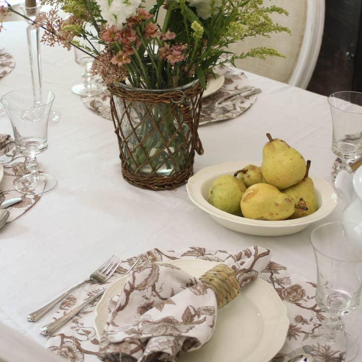 Willamere - Wholesale Dinner & Cloth Napkin - Brown Chestnut Floral Dinner Napkins, Set of Four9