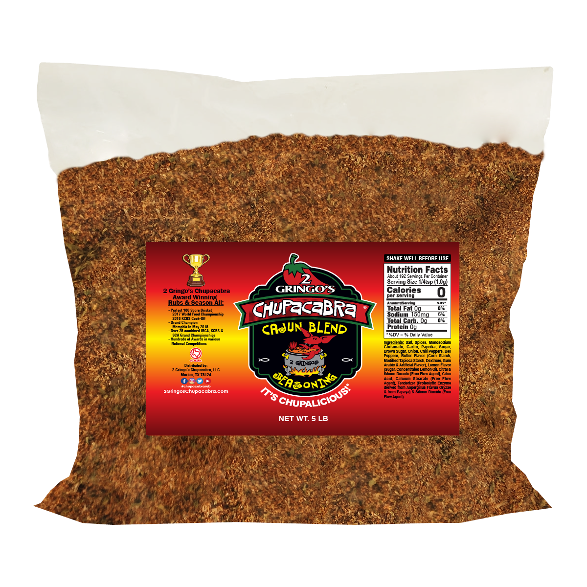 2 Gringos Chupacabra - Wholesale Dried Spice Mix - 5 LB BULK SEASONING1