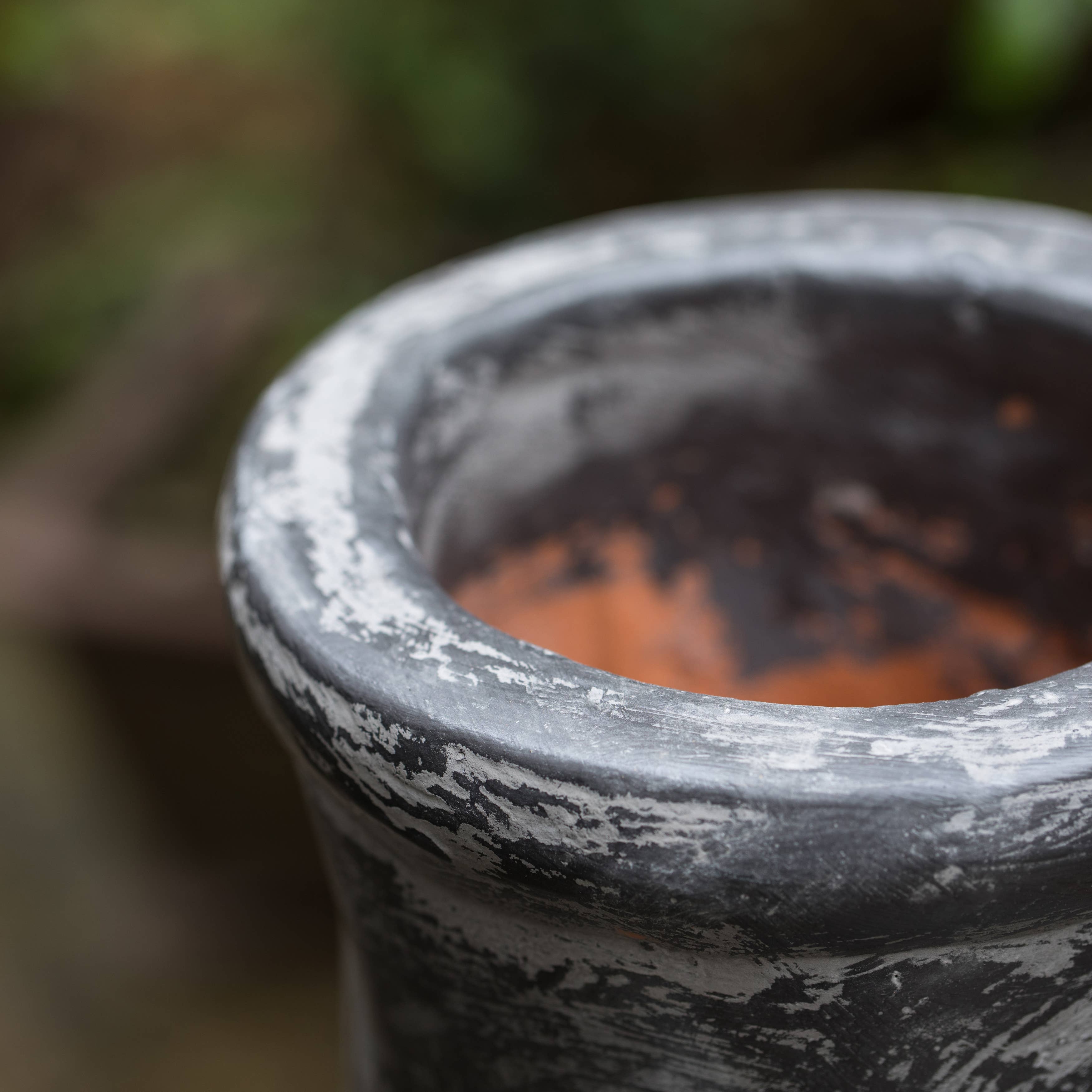 Quickway Imports - Wholesale Fire Pit - Gray Outdoor Clay Chiminea Fireplace Stoney Scribble Design6