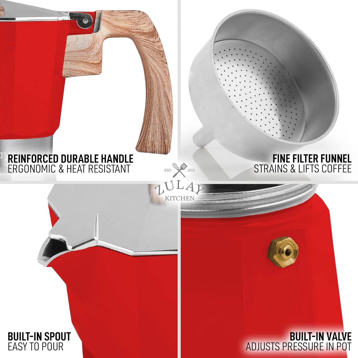 Zulay Kitchen - Wholesale Espresso Maker - Stovetop Espresso Cup Moka Pot - 5 Cup3