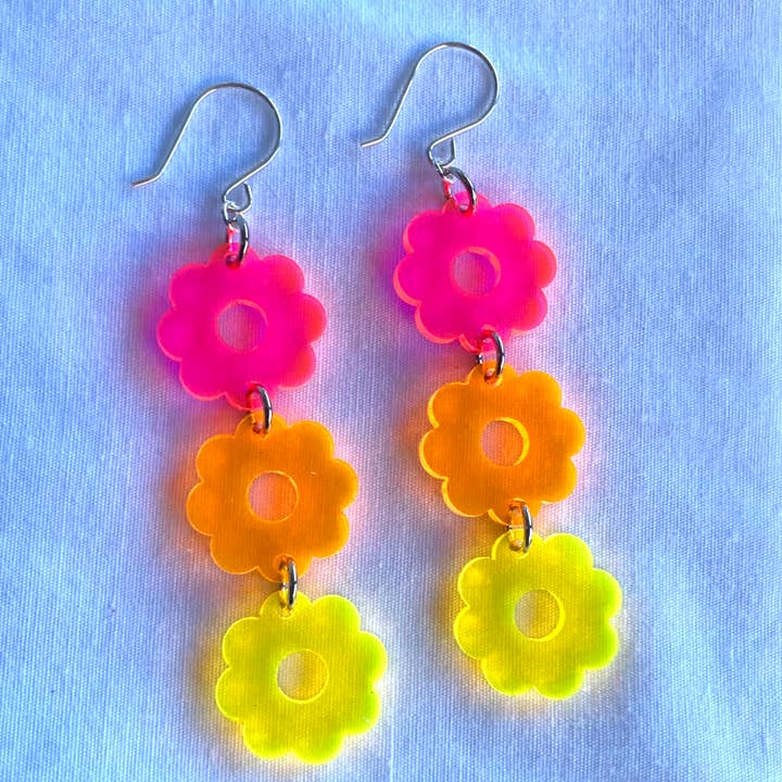 The Lost & Found - Wholesale Dangle Earrings - Retro Daisy Drops "Primary"10
