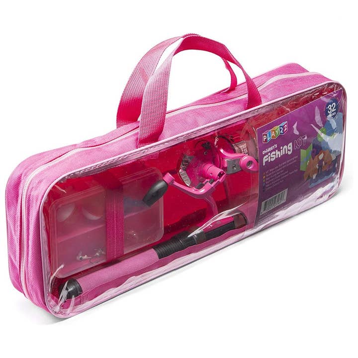 Play22 - Wholesale Sporting Game - Kids & Baby - Kids Fishing Pole Pink - 40 Pc Kids Fishing Rod and Reel