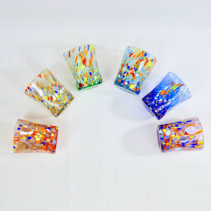 Via Graceffo – wholesale Drinking glass/cup – Murano Glass Set of 6 Multicolored Tumblers - Franco3
