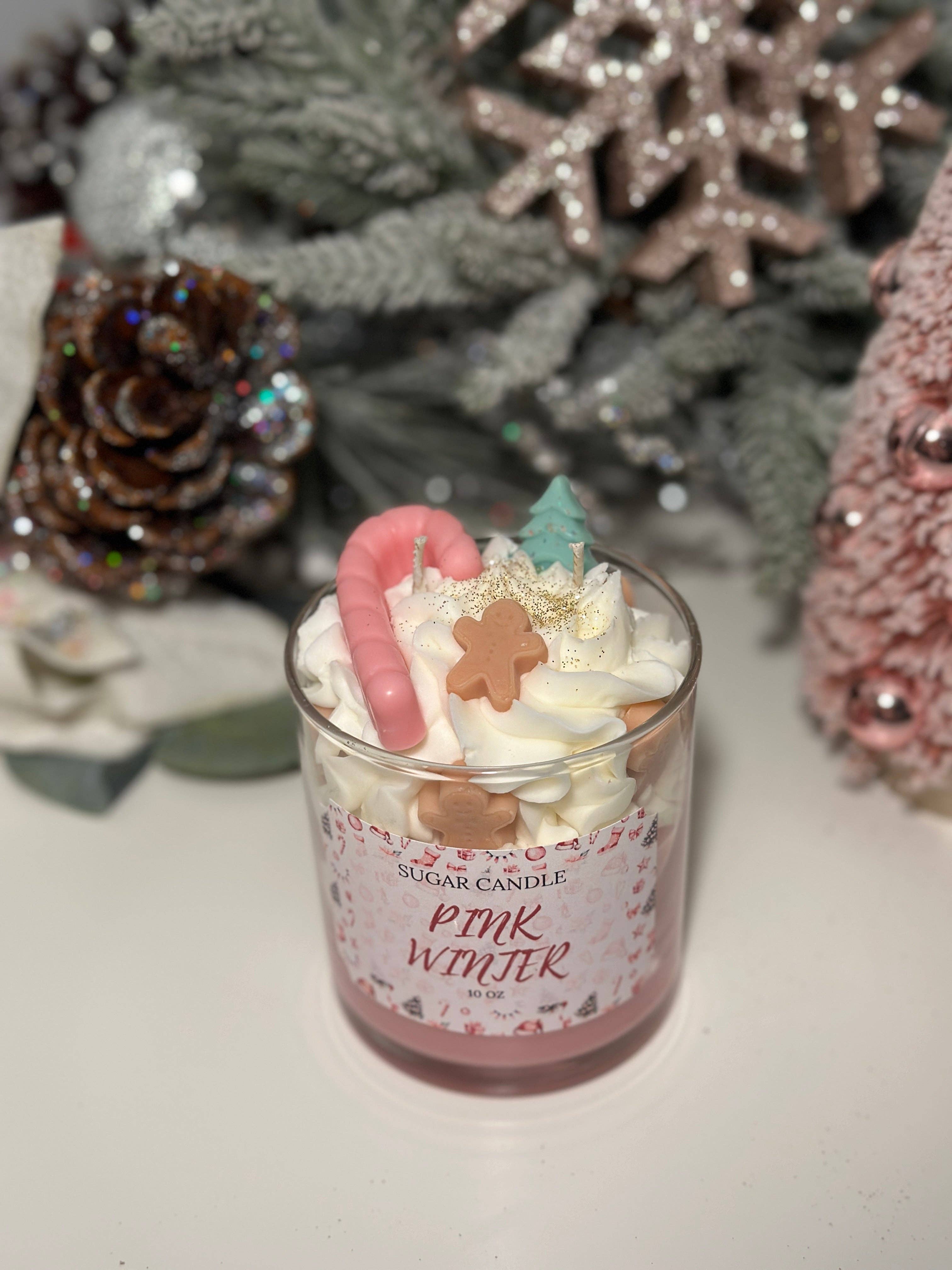 Sugar Candle - Wholesale Jar/Filled Candle - Pink Winter Candle: Soy Wax, Handmade, Gift & Retail Ready6