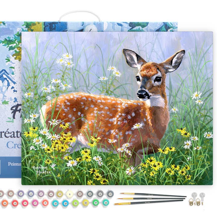 Malen nach Zahlen Reh auf der Wiese gerahmt für den Großhandel von Figured'Art