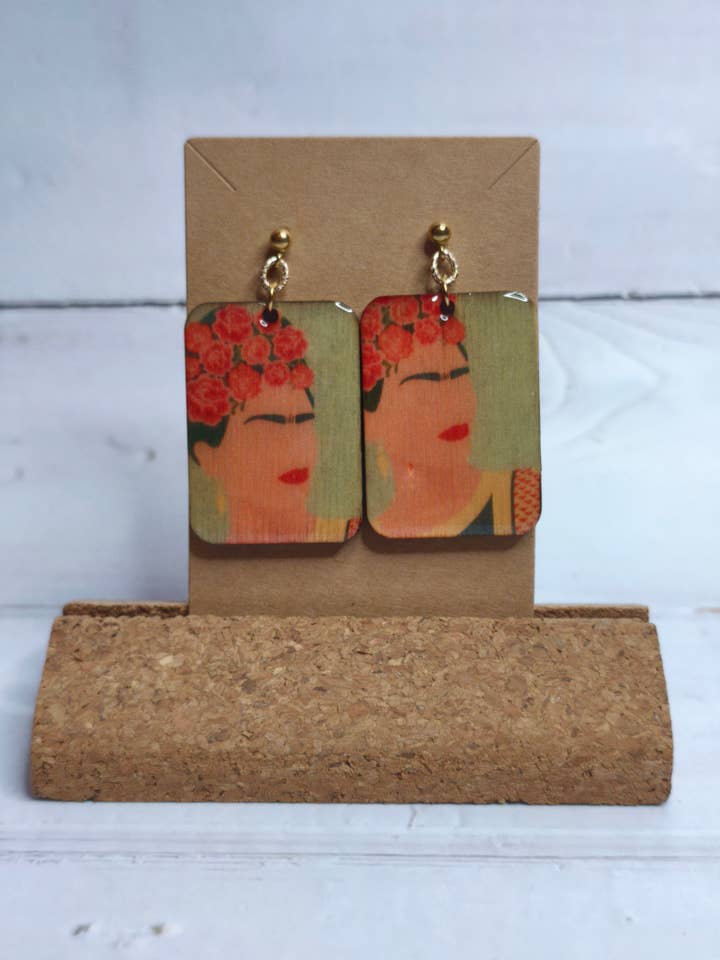 Frida Kahlo Earrings Wood Line for wholesale by fimminà sicily boutique