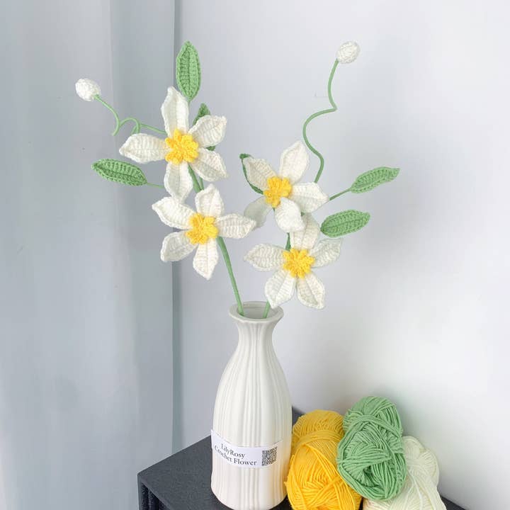 Hæklet klematisblomst gave, Håndlavet gave til enhver lejlighed for engroshandel hos Lilyrosy(Duty free)