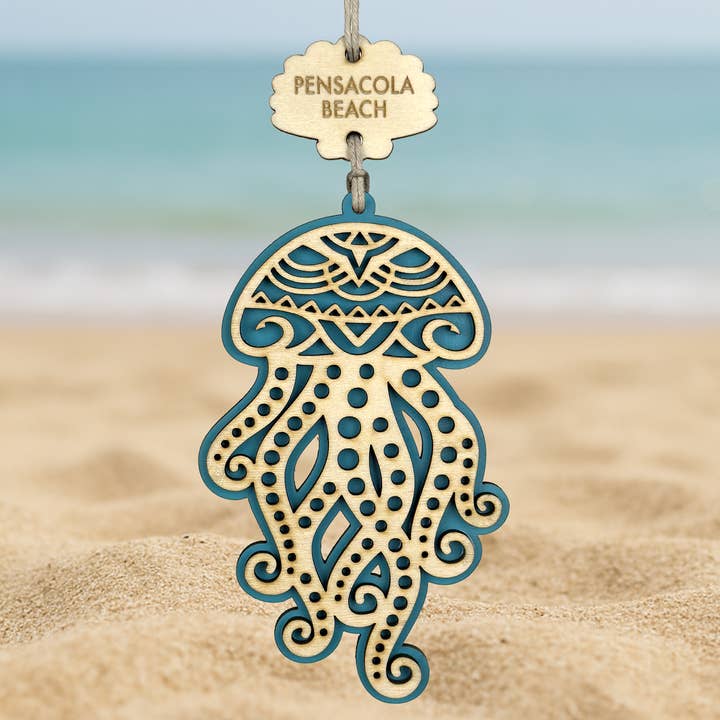Wooden Jellyfish Ornament – Handcrafted & Customizable for wholesale by Dinosaurnaments