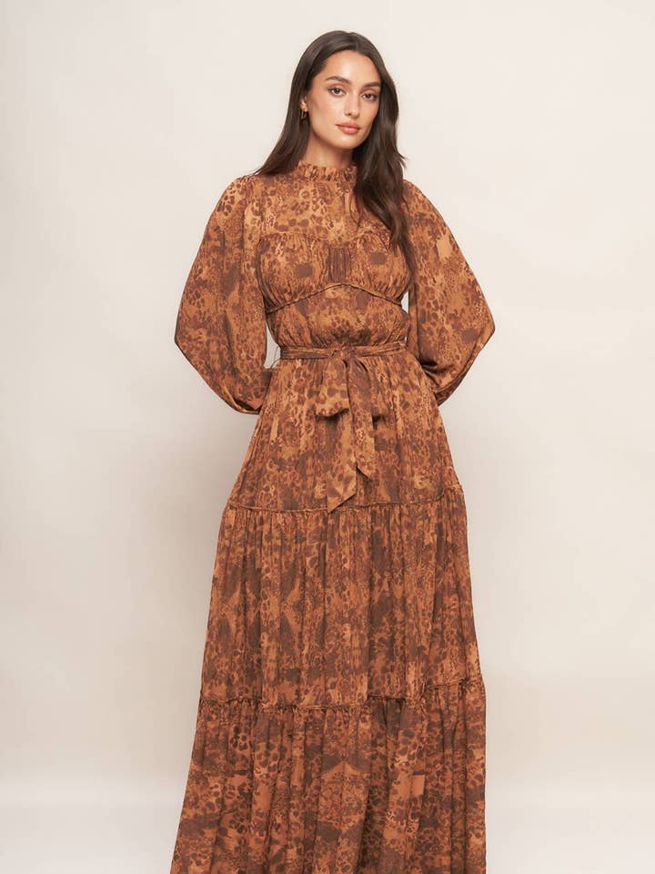 En trykt vævet maxikjole - ID22968 for engroshandel hos FLYING TOMATO