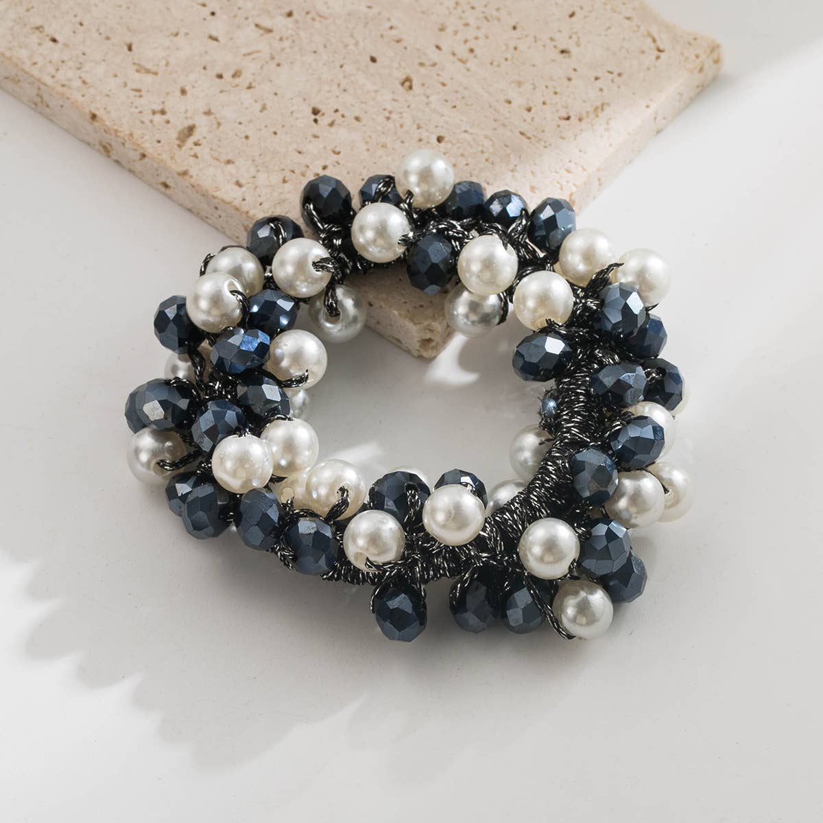 ACCITY - Wholesale Hair Tie - Colorful Crystal Beaded Ponytail Hair Tie_CWAJE059077