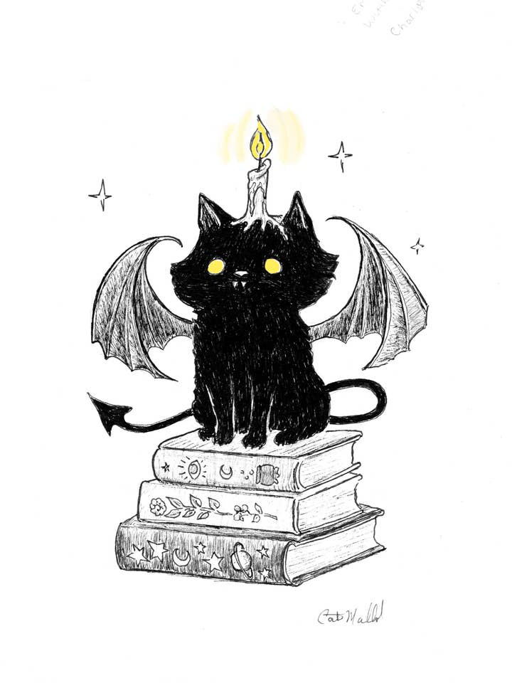 Bookkeeper Cat 5x7 print for wholesale by Cat Mallard Art