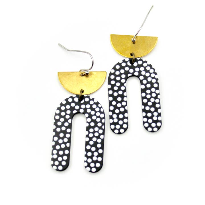 Polka Dot Arch Earrings (Black) for wholesale by Carruthers Jewelry