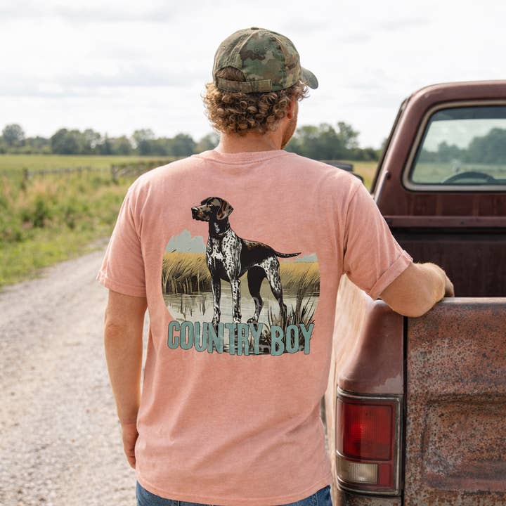 GSP Country Boy- Dog Hunters Southern Lifestyle Local Tshirt for wholesale by Blue Moon Outfitters
