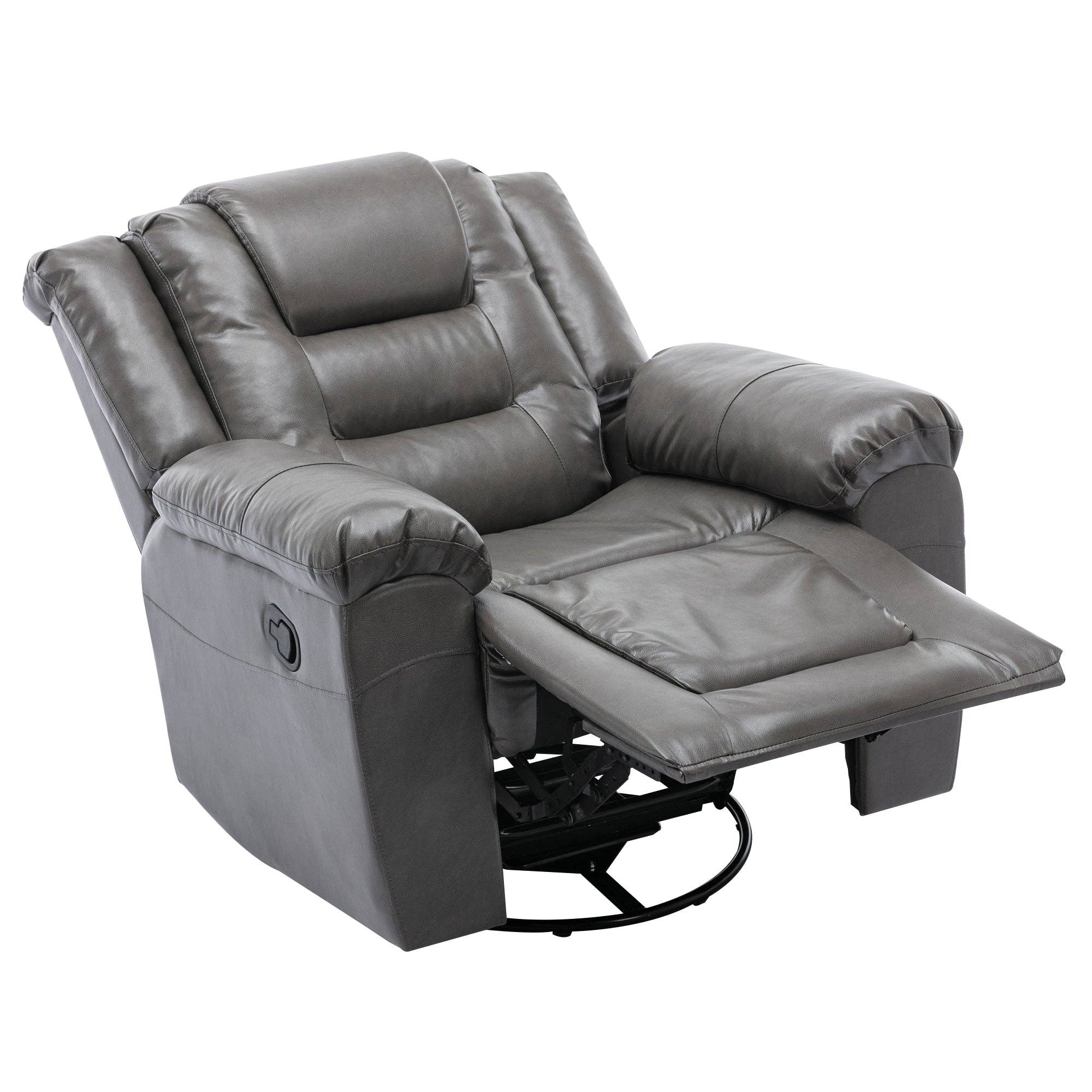 Orange County Decor - Wholesale Chair - 360 Swivel And Rocking Home Theater Recliner Manual Recliner Chair With Wide Armrest For Living Room,Bedroom, Grey Grey Foam Pu21