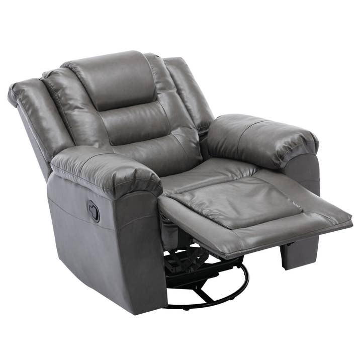Orange County Decor - Wholesale Chair - 360 Swivel And Rocking Home Theater Recliner Manual Recliner Chair With Wide Armrest For Living Room,Bedroom, Grey Grey Foam Pu21