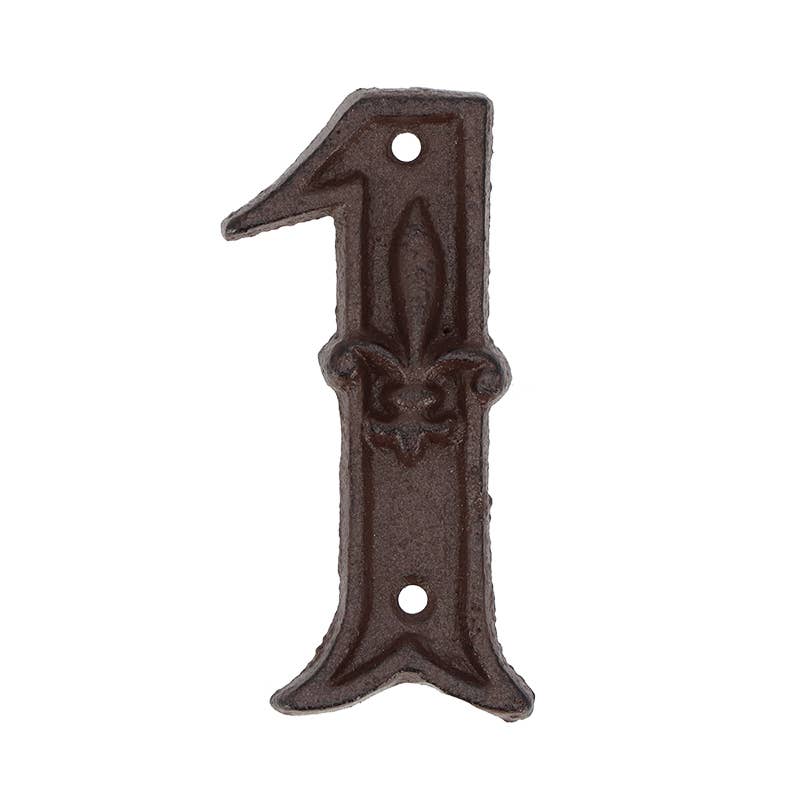 Esschert Design USA - Wholesale Outdoor Ornament/Decor - House Numbers 1, Cast Iron, Antique Brown1