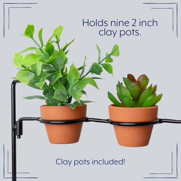 Kurated Korner - Wholesale Wall planter - AuldHome Design Mini Clay Pot Hanging Rack 2