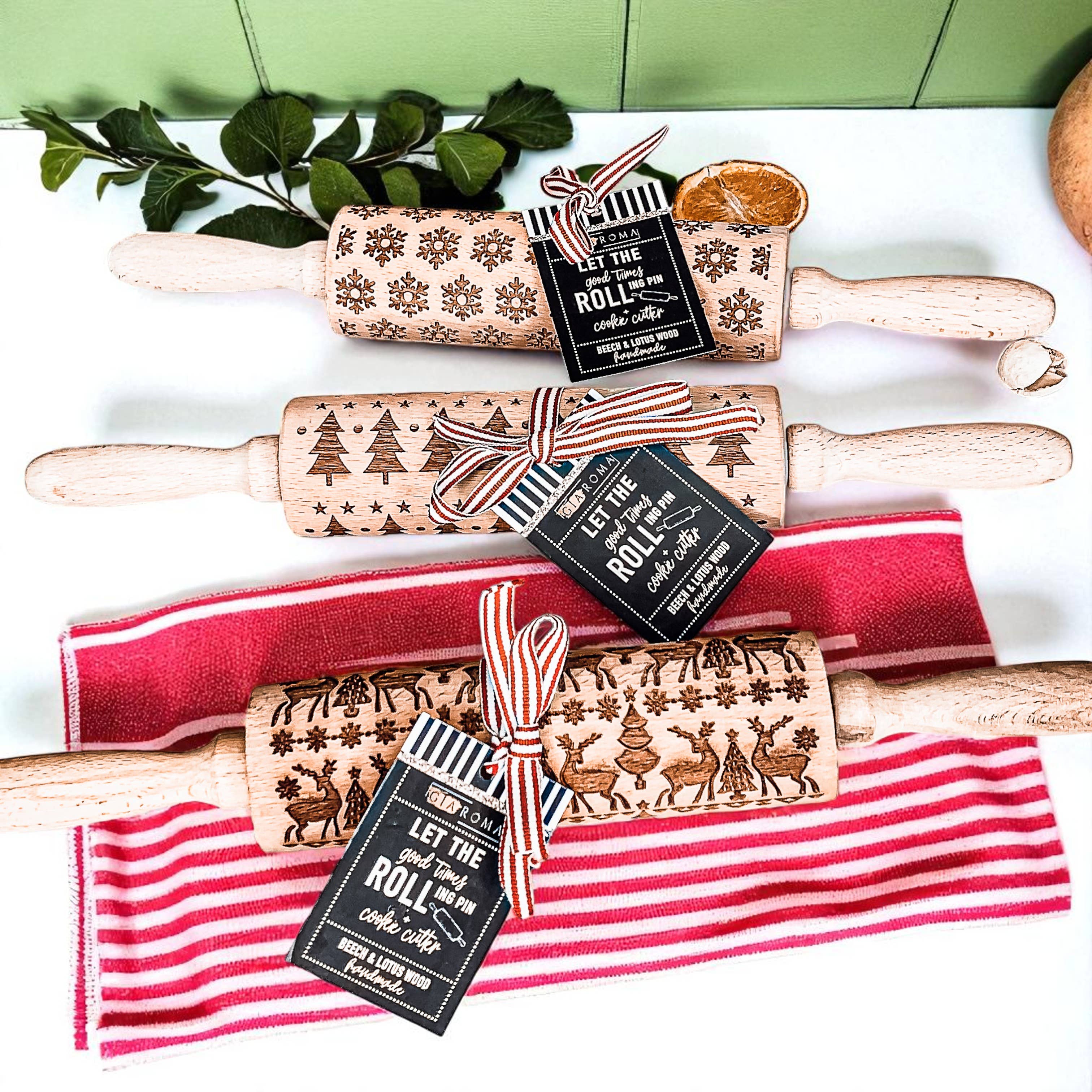 Gia Roma - Wholesale Rolling Pin - Christmas Cookie Cutter Baking Gift Set Wooden Rolling Pins 45