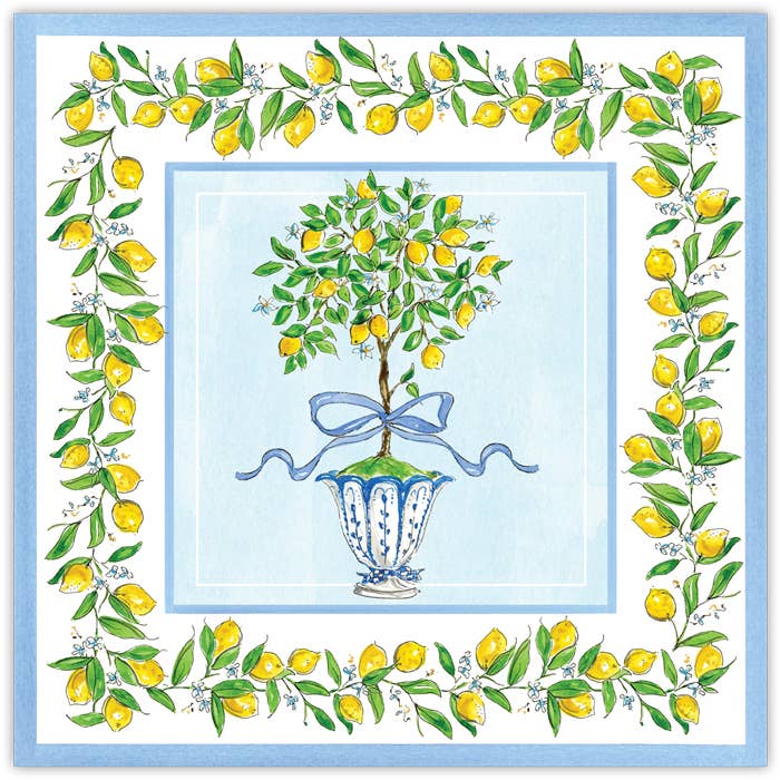 RosanneBeck Collections - Wholesale Wegwerpplacemat - Lemon Topiary in Chinoiserie Pot Square Placemat0