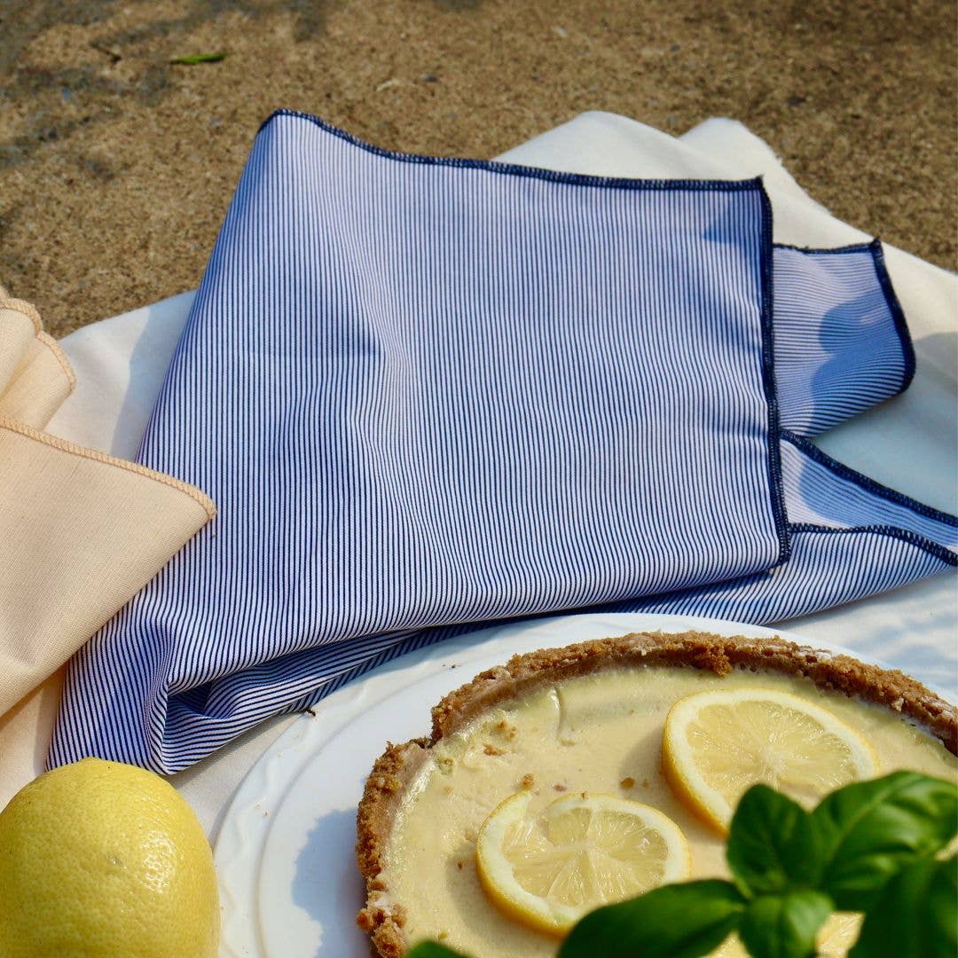 Next Chance - Wholesale Dinner & Cloth Napkin - Ensemble de 2 serviettes de table - Bleu rayé0