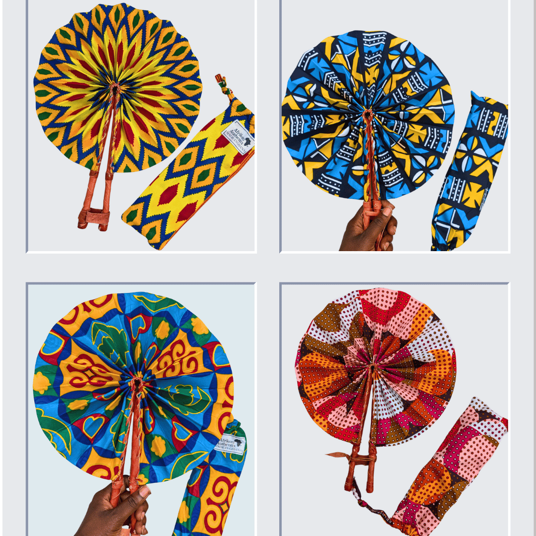 Afrikan Authentix - Vente Éventail - Éventails pliants africains assortis par 20 à motif Kente12