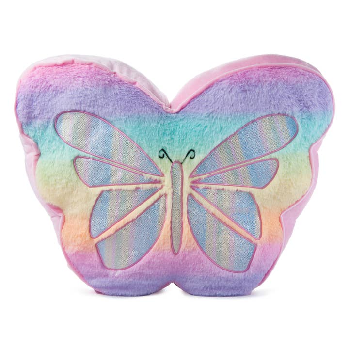Rainbow Ombrez Butterfly Pillow 16" (30cm) for wholesale by The Petting Zoo