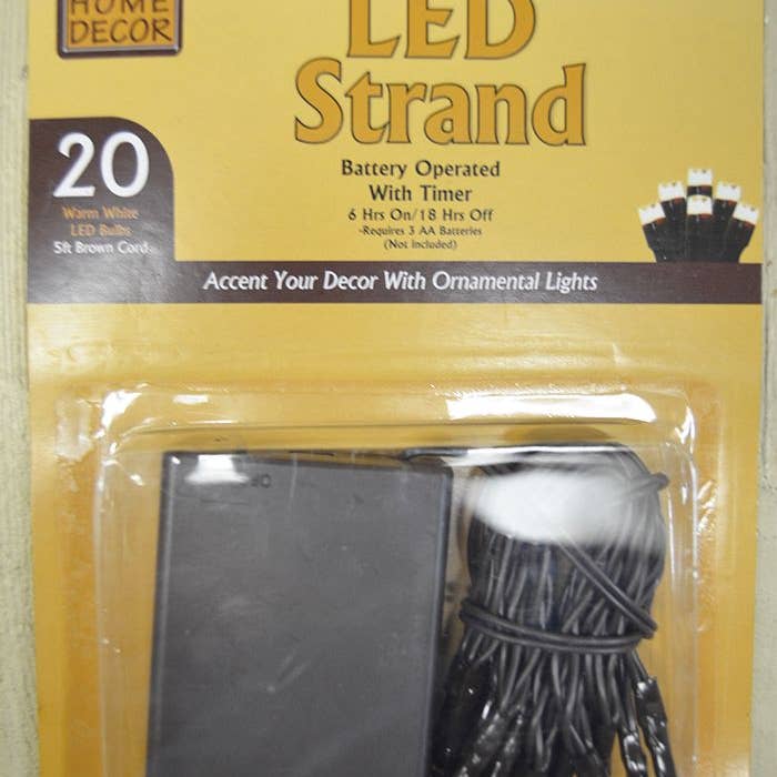Wholesale Home Decor - Wholesale String Lights - Battery Operated 20 Bulb LED String Lights 5ft Brown Cord